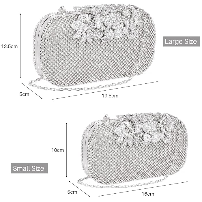 Diamante Clutch Bag Ladies Sparkly Rhinestone Purse Wallet Handy Bag Party Bridal Prom Wedding