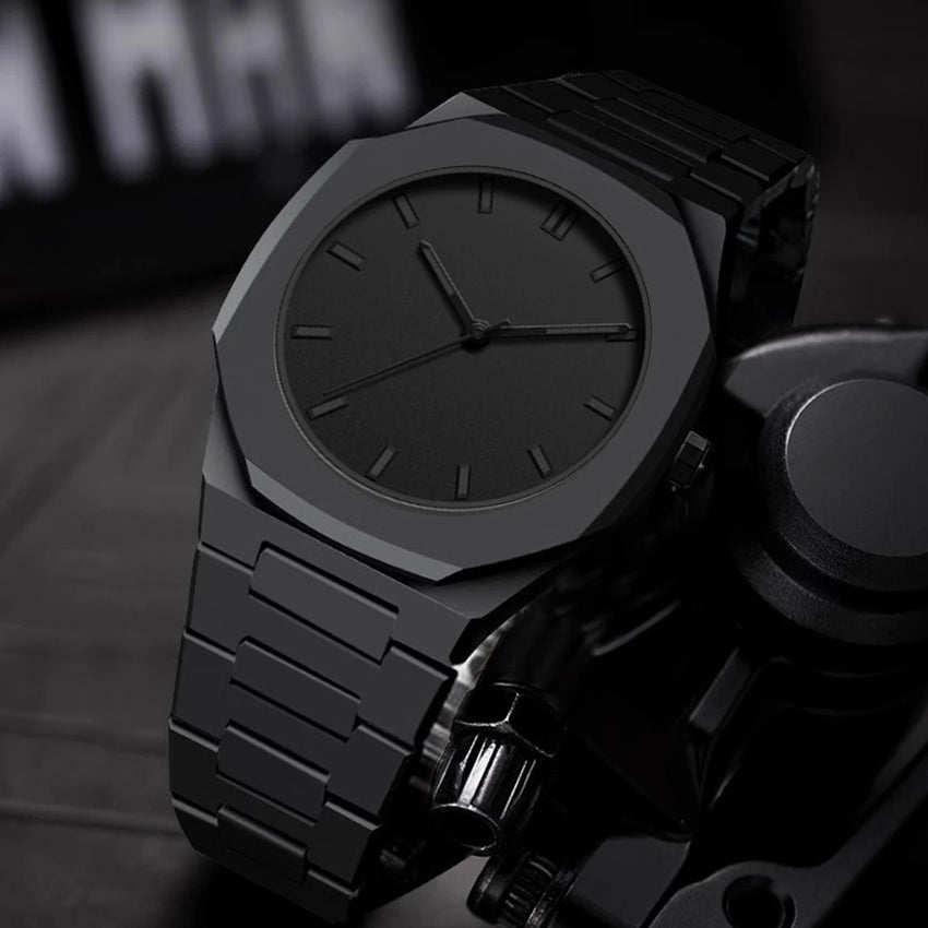 Black Aura Quartz Watch – Stylish Analog Watch for Men & Boys