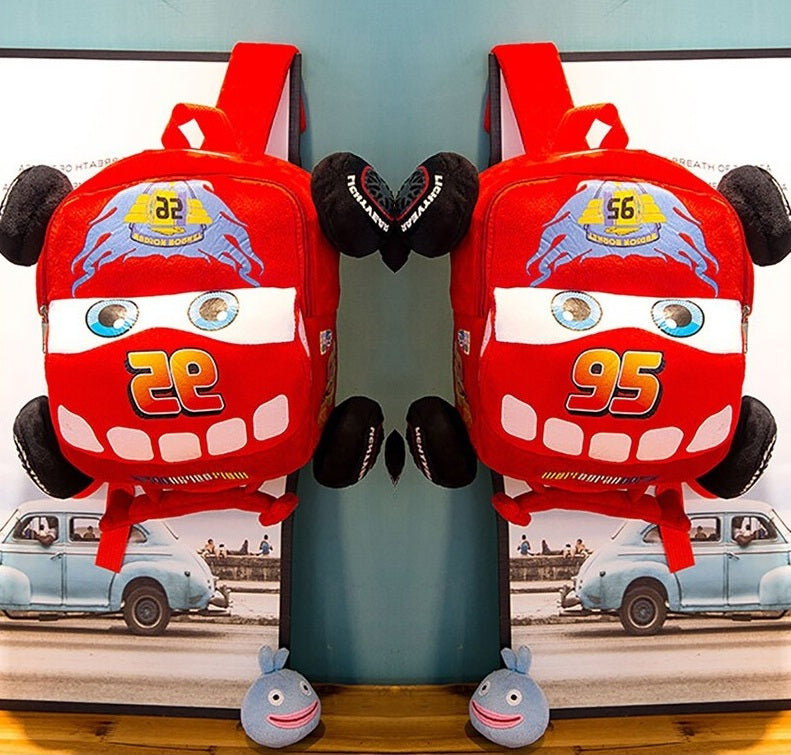 New Disney Cartoon Car Plush Toy Kids Primary School Backpacks Children Boy Girl School Bag