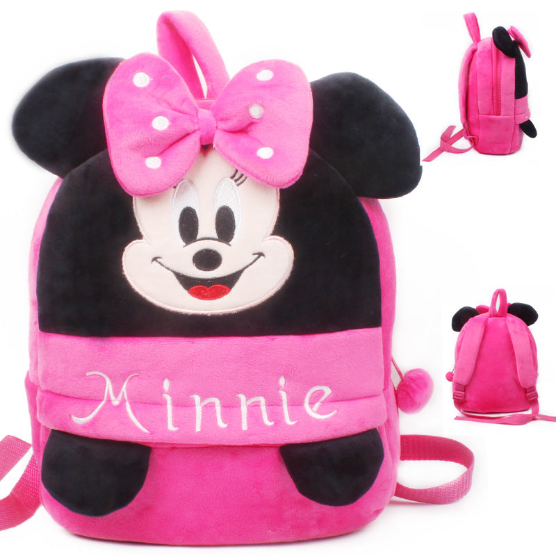 Minnie Mouse Plush Backpack Baby Small Mickey Mouse Backpack Cute Early Education Garden Cartoon Toy Bag 1-3 Year Old Kids