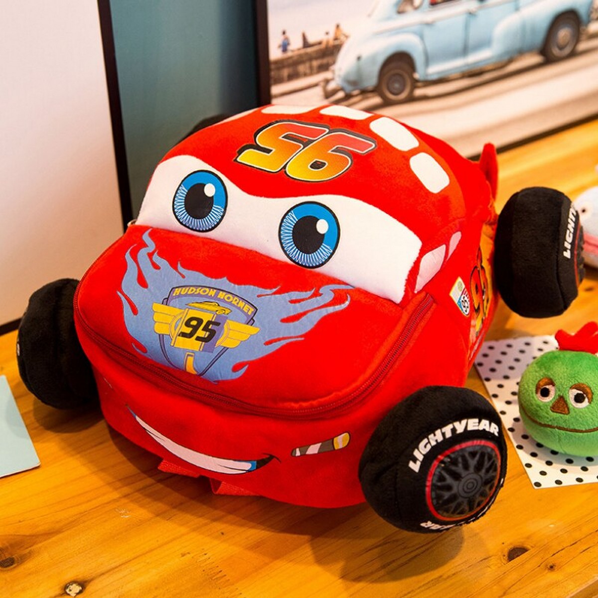 New Disney Cartoon Car Plush Toy Kids Primary School Backpacks Children Boy Girl School Bag