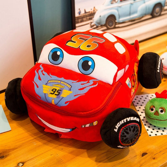 New Disney Cartoon Car Plush Toy Kids Primary School Backpacks Children Boy Girl School Bag
